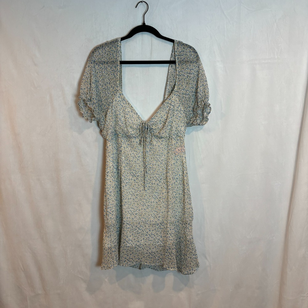 Louna Junior Baby Doll Floral Daisy Mini Dress Sz Large 90's Retro Coquette Girl